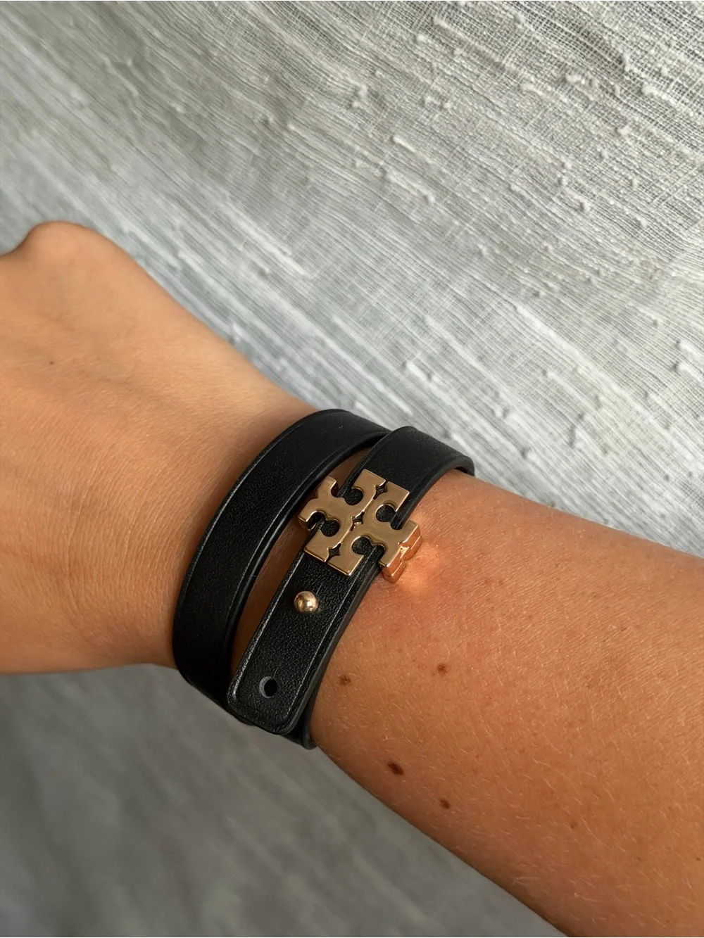 Tory Burch Eleanor Double Wrap Leather Bracelet